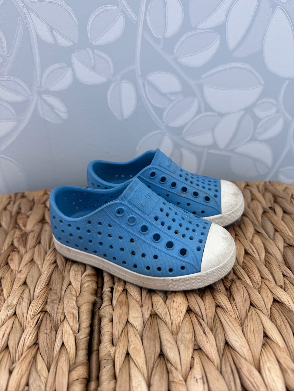 Native Shoes Kids Blue Slip-On Water Shoes with White Toe